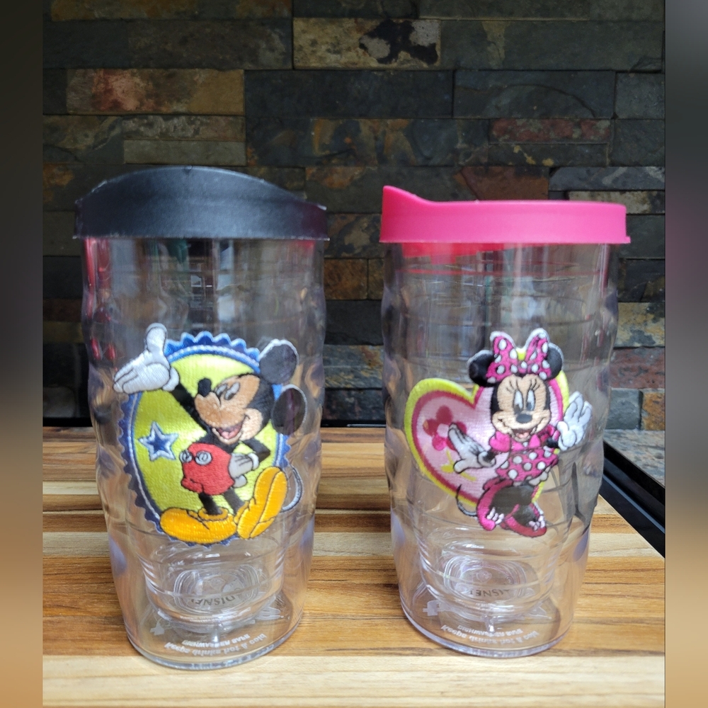2 Tervis‎ Disney Cup 10oz Disney Minnie Mouse And Mickey Mouse Pink And Black
